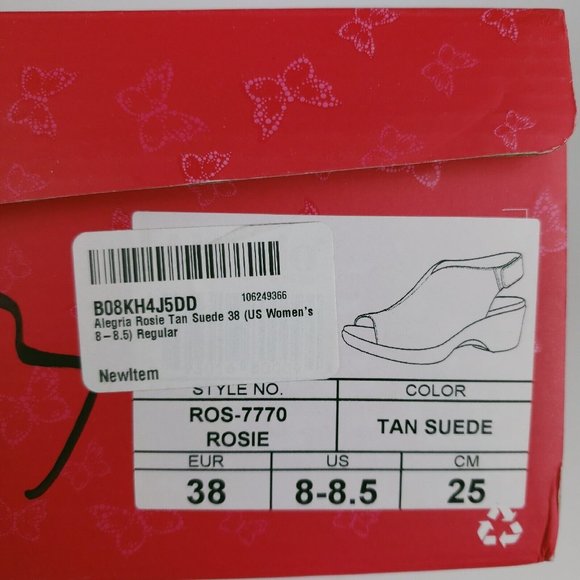 NEW ALEGRIA Rosie Tan Suede Comfort Shoes Wedge Sandals Size 38 - US 8-8.5 - Picture 11 of 12